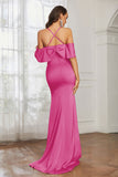 Mermaid Satin Flutter Sleeves Long Formal Evening Dresses Mother of the Bride Gowns Dresses