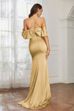 Mermaid Satin Flutter Sleeves Long Formal Evening Dresses Mother of the Bride Gowns Dresses