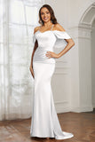 Mermaid Satin Flutter Sleeves Long Formal Evening Dresses Mother of the Bride Gowns Dresses