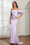 Mermaid Satin Flutter Sleeves Long Formal Evening Dresses Mother of the Bride Gowns Dresses