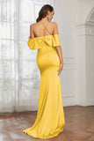 Mermaid Satin Flutter Sleeves Long Formal Evening Dresses Mother of the Bride Gowns Dresses