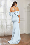 Mermaid Satin Flutter Sleeves Long Formal Evening Dresses Mother of the Bride Gowns Dresses