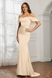 Mermaid Satin Flutter Sleeves Long Formal Evening Dresses Mother of the Bride Gowns Dresses