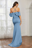 Mermaid Satin Flutter Sleeves Long Formal Evening Dresses Mother of the Bride Gowns Dresses