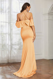 Mermaid Satin Flutter Sleeves Long Formal Evening Dresses Mother of the Bride Gowns Dresses