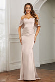Mermaid Satin Flutter Sleeves Long Formal Evening Dresses Mother of the Bride Gowns Dresses