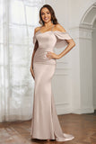 Mermaid Satin Flutter Sleeves Long Formal Evening Dresses Mother of the Bride Gowns Dresses