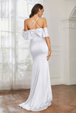 Mermaid Satin Flutter Sleeves Long Formal Evening Dresses Mother of the Bride Gowns Dresses