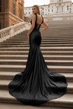 Hot Pink Floral Straps Mermaid Satin Long Prom Dress