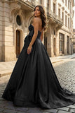 A-Line Sweetheart Lilac Beaded Long Prom Dresses With Bow