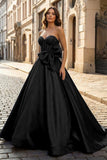 A-Line Sweetheart Lilac Beaded Long Prom Dresses With Bow