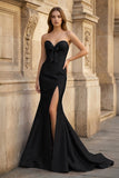 Bow Sweetheart Light Blue Mermaid Long Prom Dress