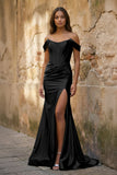Off the Shoulder Royal Blue Prom Dress with Train