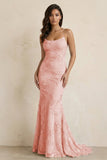 Sky Blue Spaghetti Straps Mermaid Tulle Long Prom Dresses With Appliques