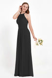 Halter Chiffon Lace Bridesmaid Dress Pleated Ruched Formal Evening Prom Dresses Gowns