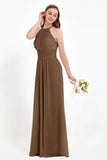 Halter Chiffon Lace Bridesmaid Dress Pleated Ruched Formal Evening Prom Dresses Gowns