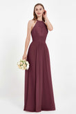 Halter Chiffon Lace Bridesmaid Dress Pleated Ruched Formal Evening Prom Dresses Gowns