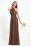 Halter Chiffon Lace Bridesmaid Dress Pleated Ruched Formal Evening Prom Dresses Gowns