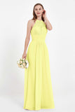 Halter Chiffon Lace Bridesmaid Dress Pleated Ruched Formal Evening Prom Dresses Gowns