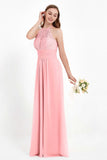 Halter Chiffon Lace Bridesmaid Dress Pleated Ruched Formal Evening Prom Dresses Gowns