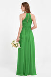 Halter Chiffon Lace Bridesmaid Dress Pleated Ruched Formal Evening Prom Dresses Gowns