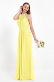 Halter Chiffon Lace Bridesmaid Dress Pleated Ruched Formal Evening Prom Dresses Gowns