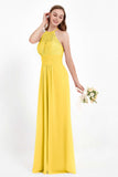 Halter Chiffon Lace Bridesmaid Dress Pleated Ruched Formal Evening Prom Dresses Gowns