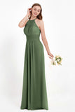 Halter Chiffon Lace Bridesmaid Dress Pleated Ruched Formal Evening Prom Dresses Gowns