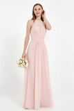 Halter Chiffon Lace Bridesmaid Dress Pleated Ruched Formal Evening Prom Dresses Gowns