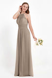 Halter Chiffon Lace Bridesmaid Dress Pleated Ruched Formal Evening Prom Dresses Gowns