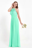 Halter Chiffon Lace Bridesmaid Dress Pleated Ruched Formal Evening Prom Dresses Gowns
