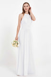 Halter Chiffon Lace Bridesmaid Dress Pleated Ruched Formal Evening Prom Dresses Gowns