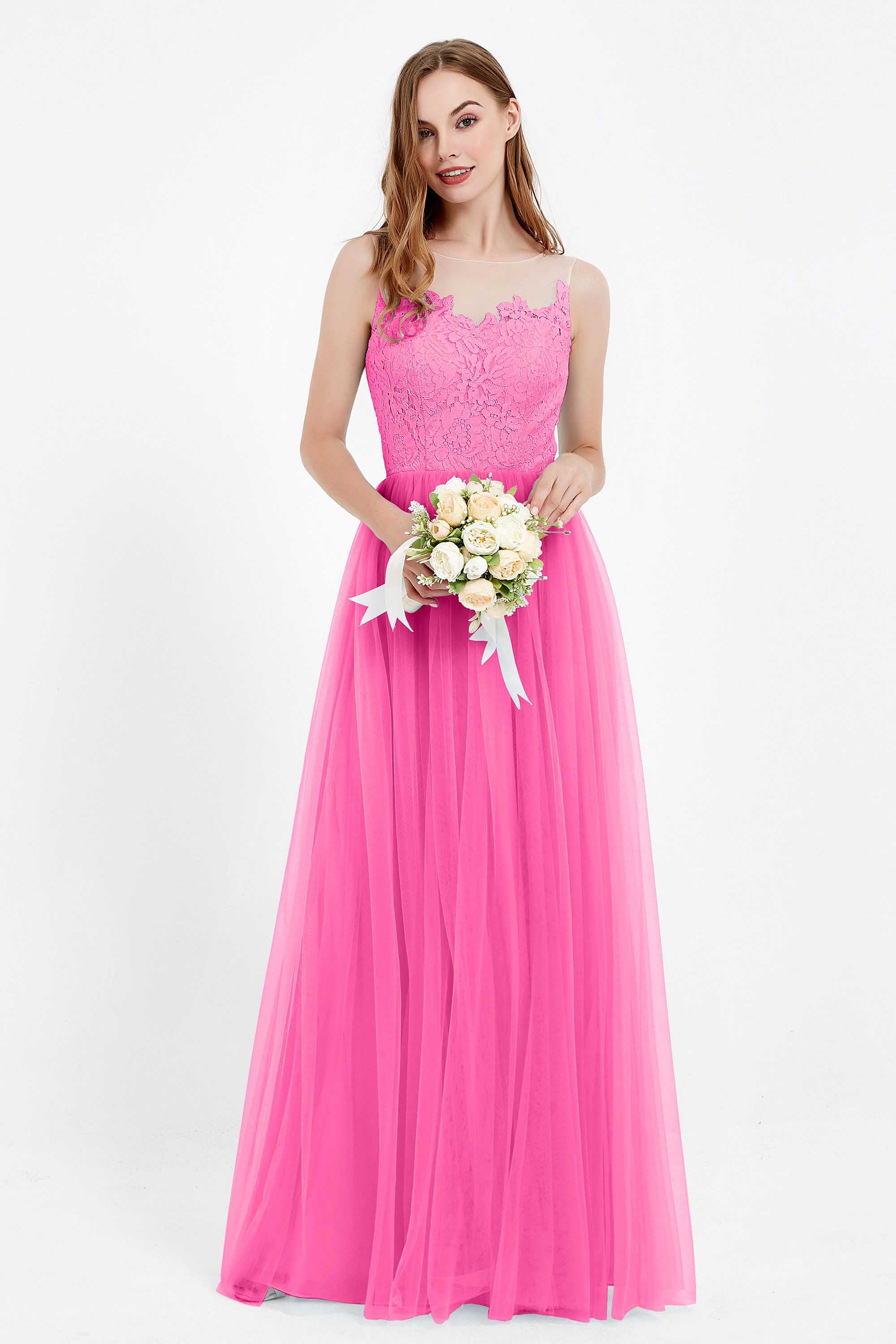 Gorgeous lace top maxi tulle dress prom evening wedding dresses formal bridesmaid bridal gowns
