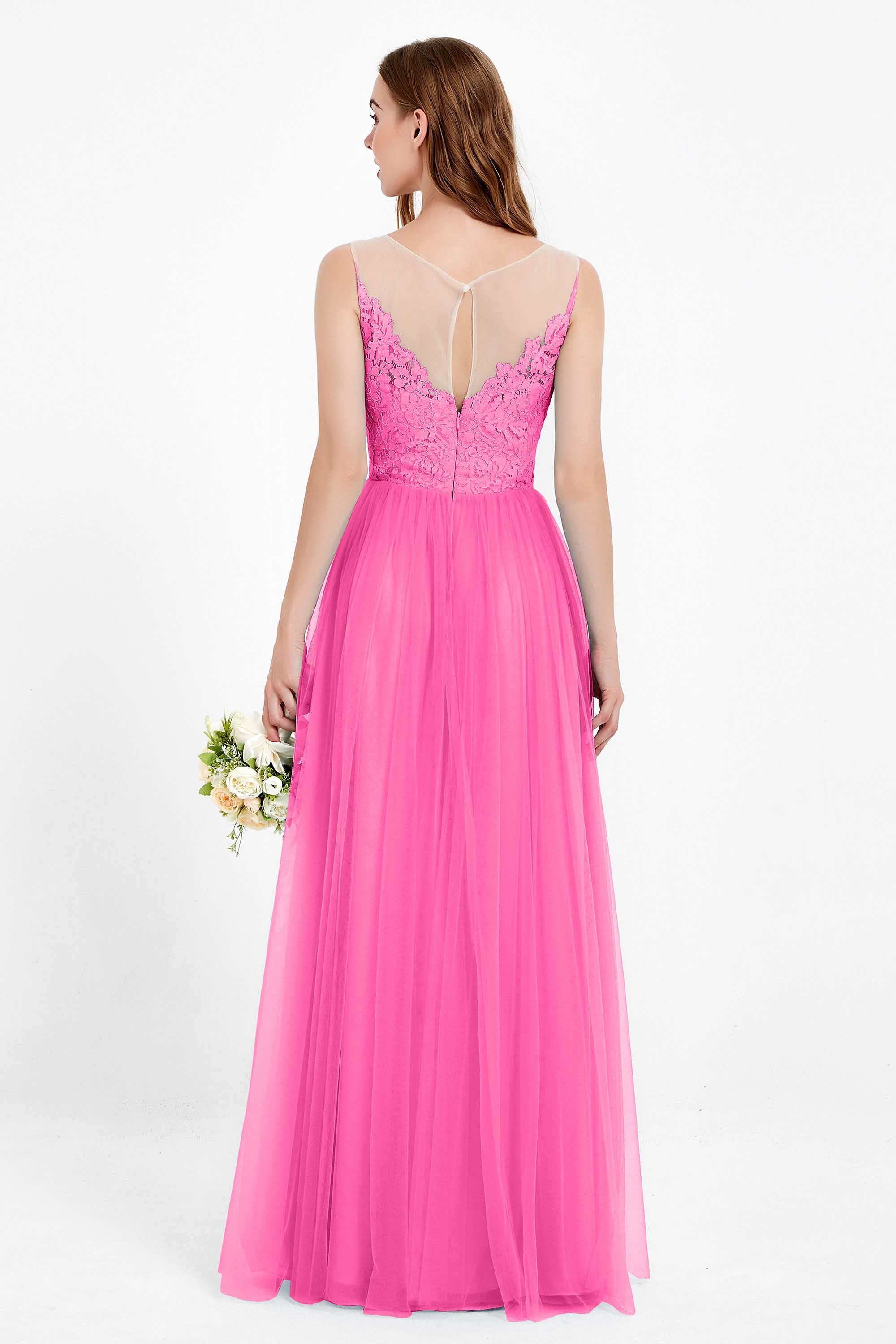Gorgeous lace top maxi tulle dress prom evening wedding dresses formal bridesmaid bridal gowns