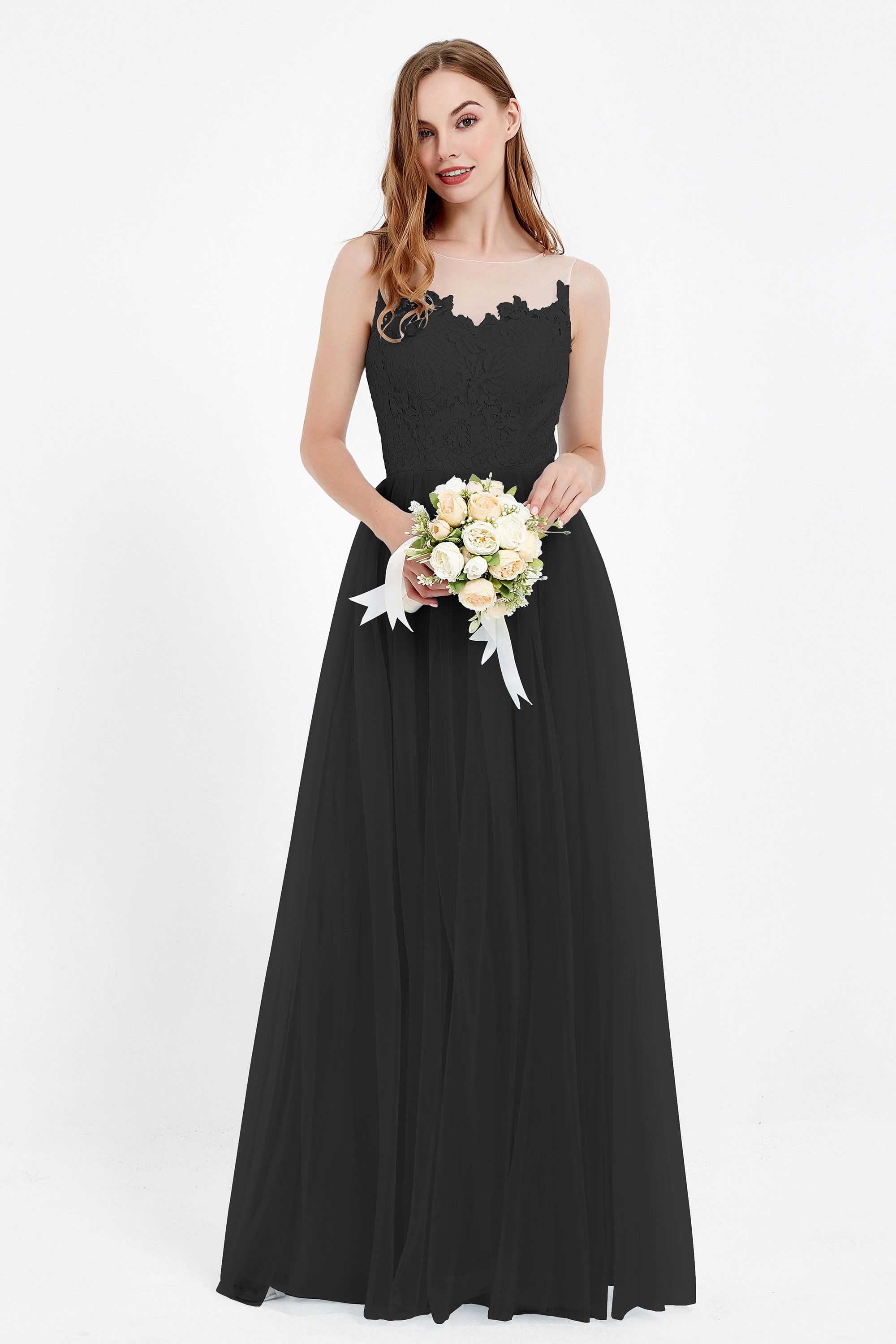 Gorgeous lace top maxi tulle dress prom evening wedding dresses formal bridesmaid bridal gowns