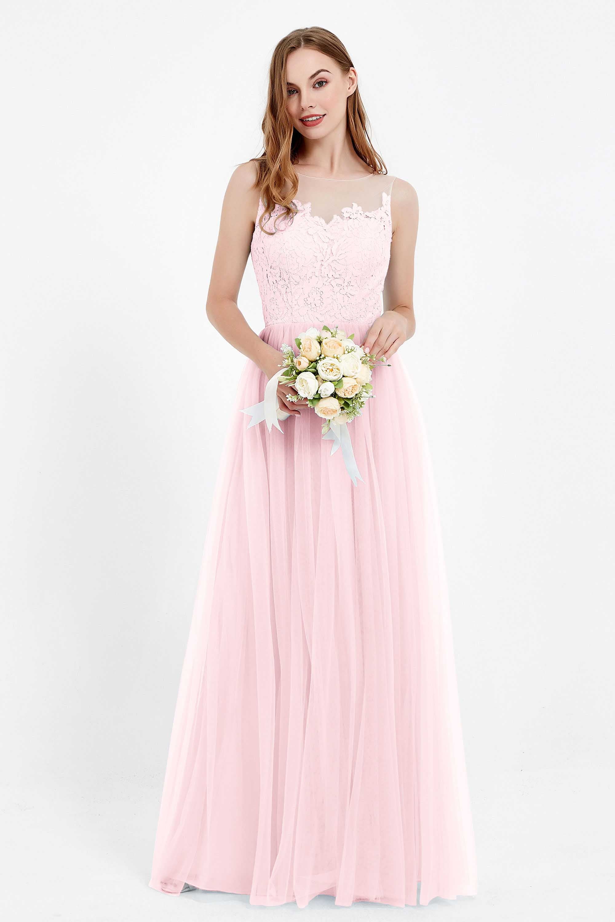 Gorgeous lace top maxi tulle dress prom evening wedding dresses formal bridesmaid bridal gowns