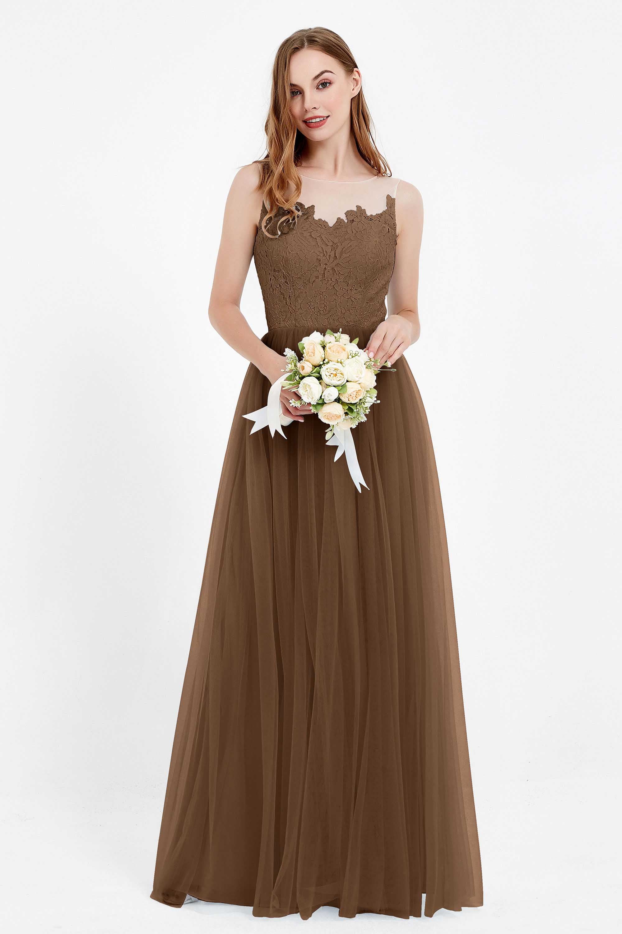 Gorgeous lace top maxi tulle dress prom evening wedding dresses formal bridesmaid bridal gowns