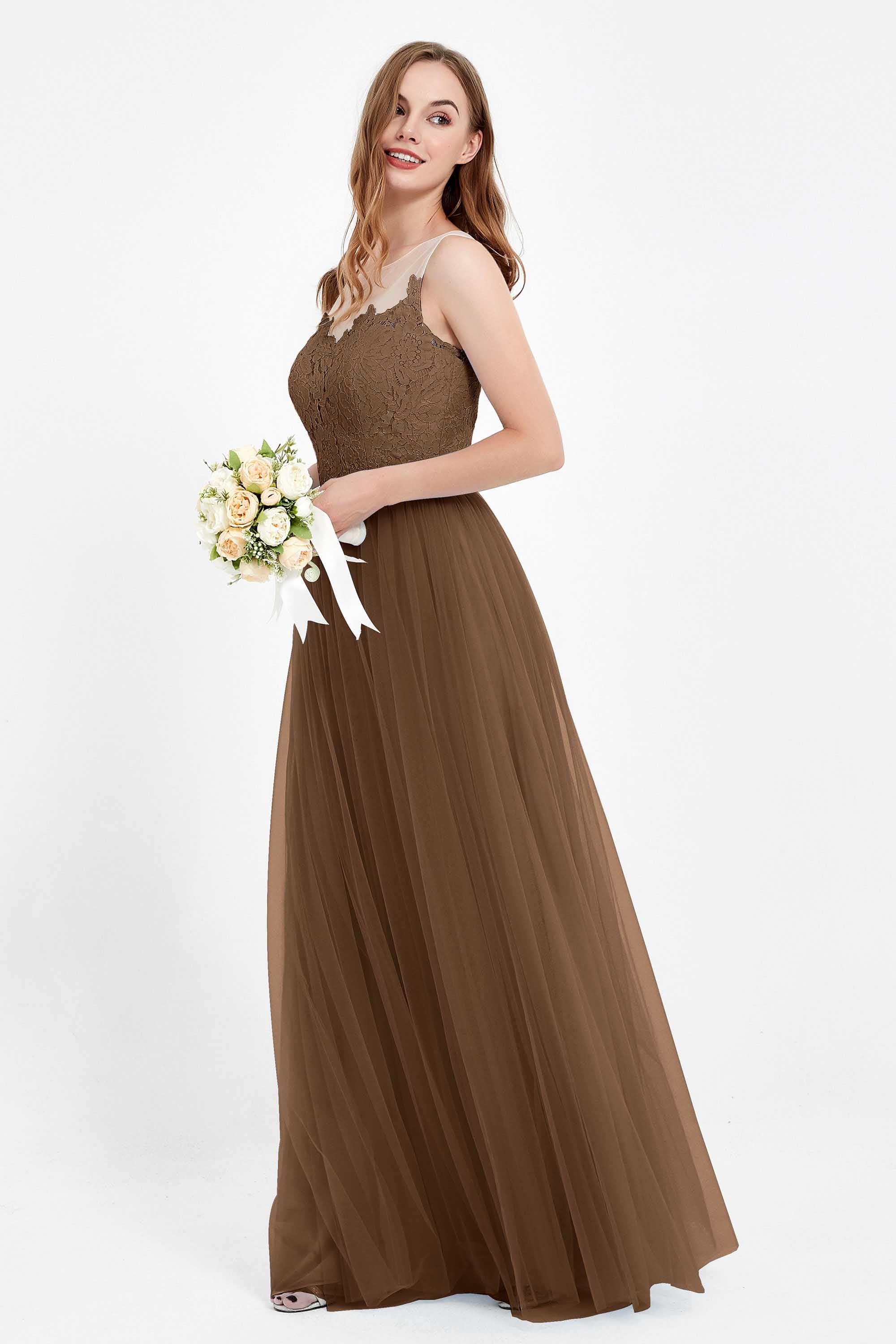 Gorgeous lace top maxi tulle dress prom evening wedding dresses formal bridesmaid bridal gowns