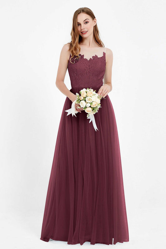 Gorgeous lace top maxi tulle dress prom evening wedding dresses formal bridesmaid bridal gowns