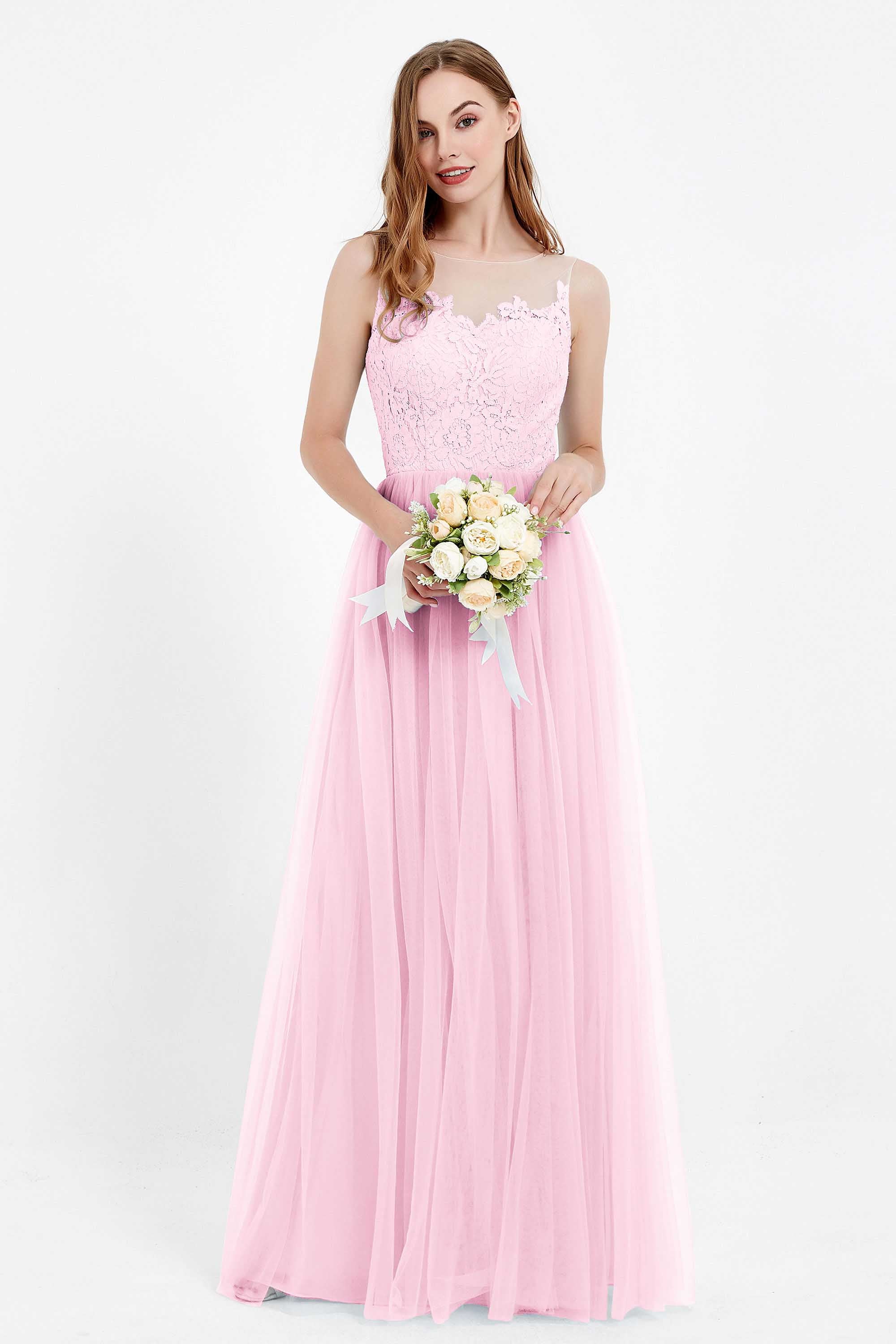 Gorgeous lace top maxi tulle dress prom evening wedding dresses formal bridesmaid bridal gowns