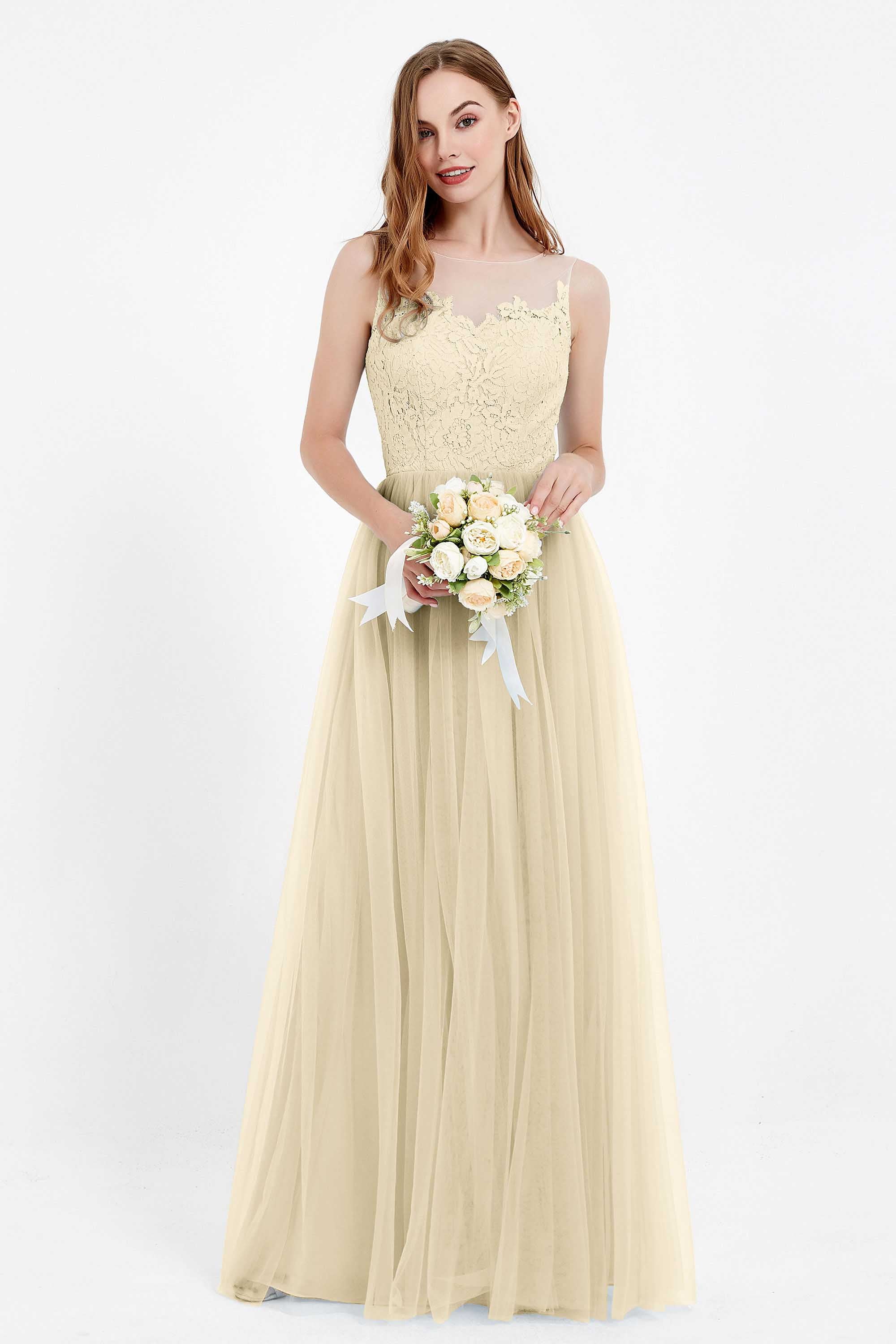 Gorgeous lace top maxi tulle dress prom evening wedding dresses formal bridesmaid bridal gowns