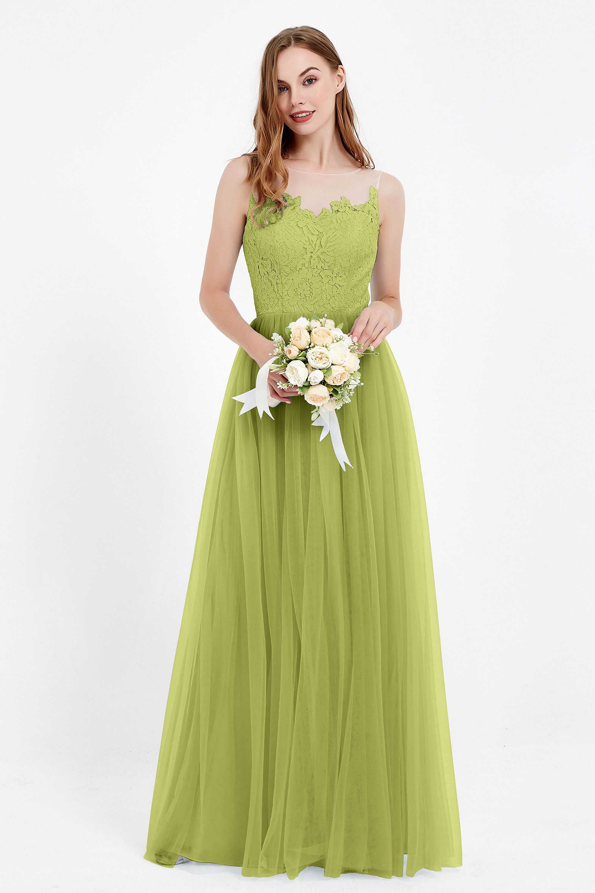Gorgeous lace top maxi tulle dress prom evening wedding dresses formal bridesmaid bridal gowns