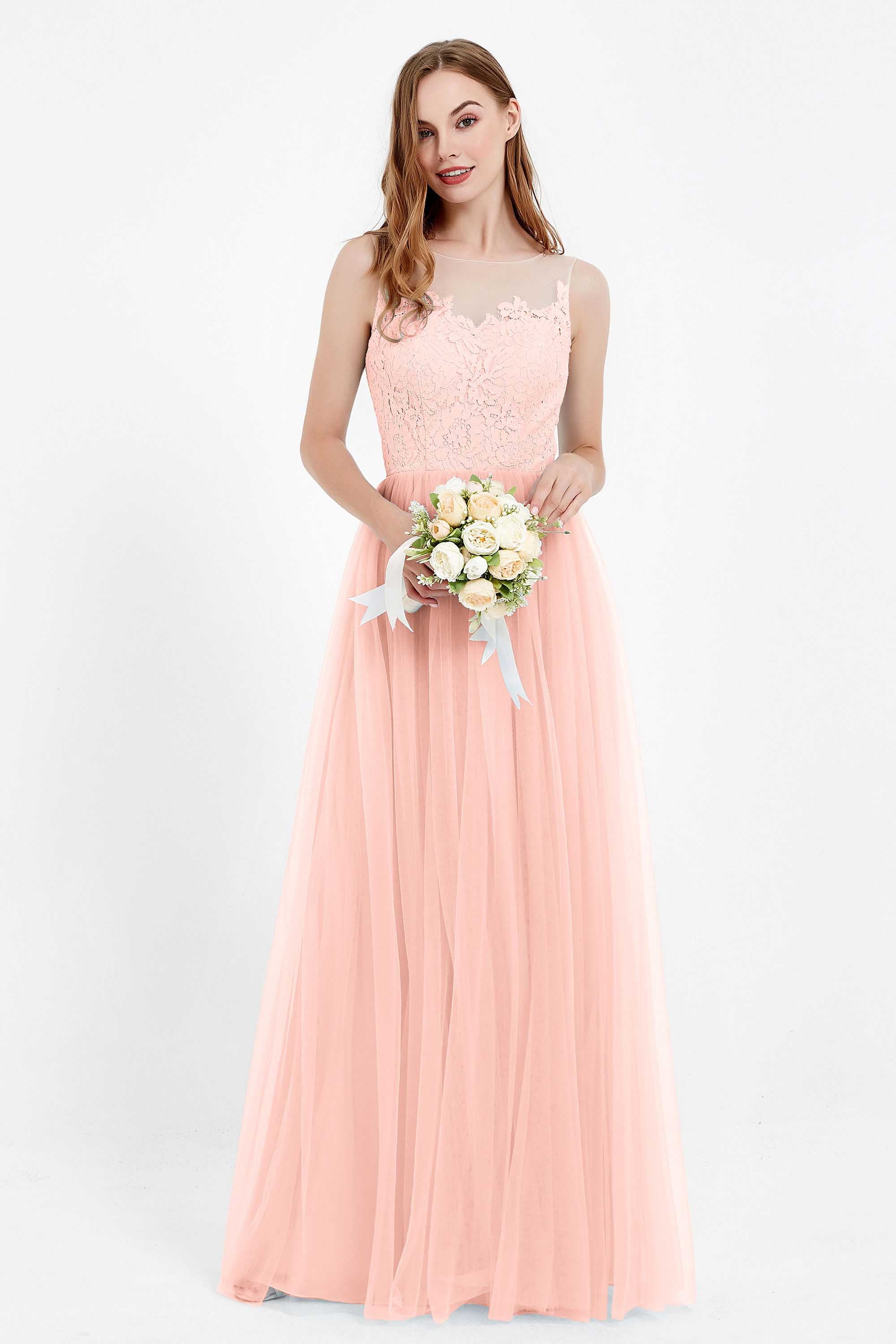 Gorgeous lace top maxi tulle dress prom evening wedding dresses formal bridesmaid bridal gowns