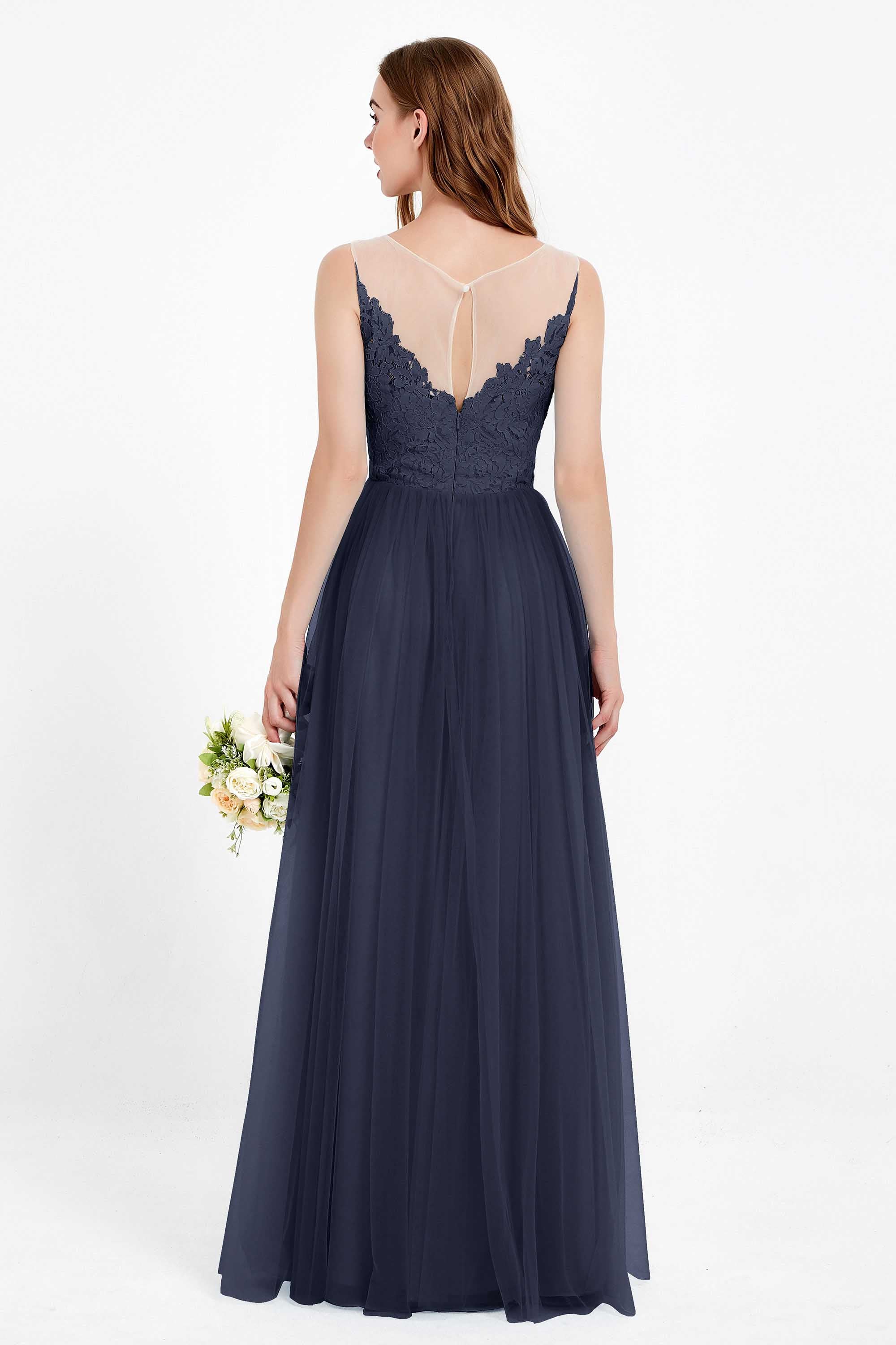 Gorgeous lace top maxi tulle dress prom evening wedding dresses formal bridesmaid bridal gowns
