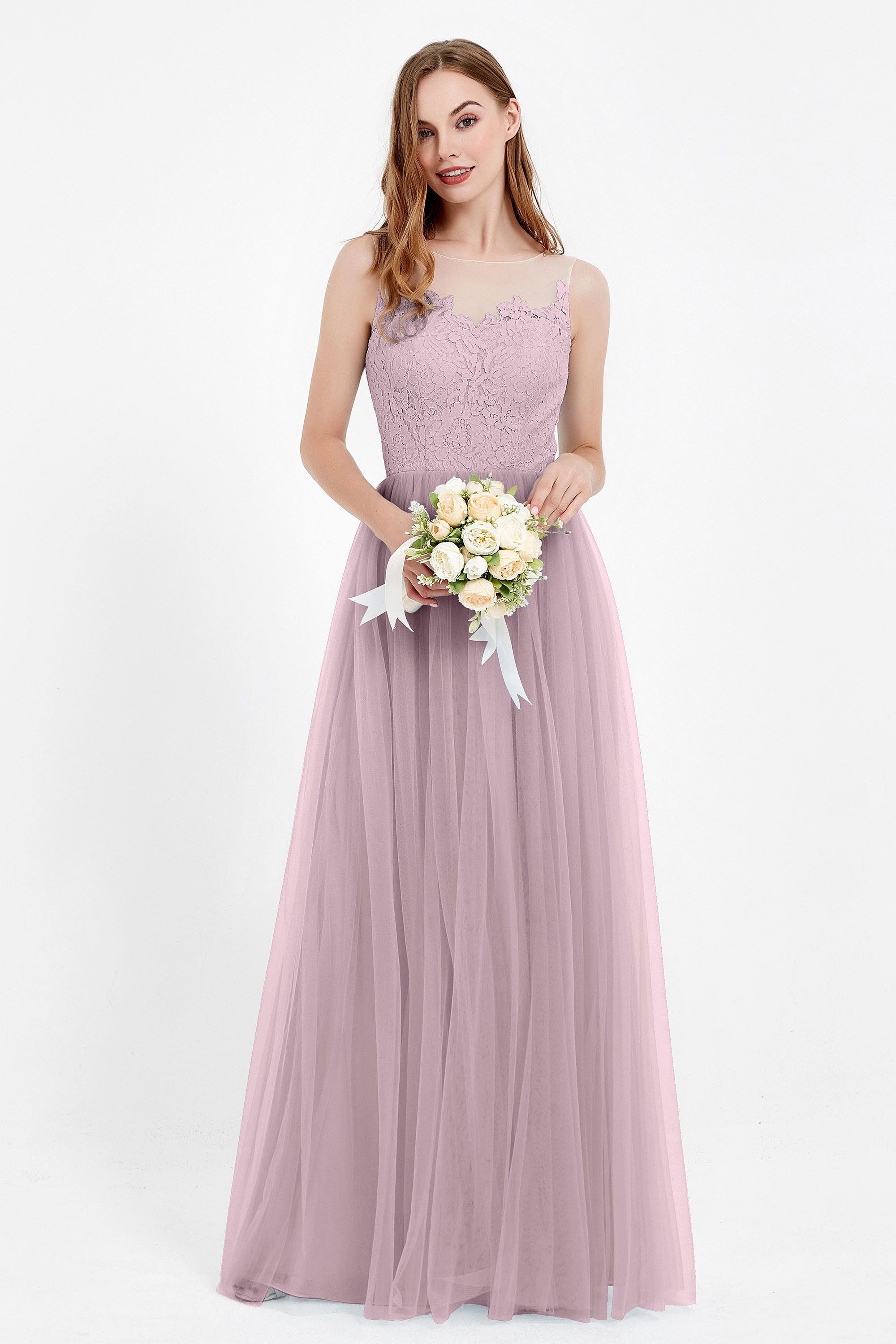 Gorgeous lace top maxi tulle dress prom evening wedding dresses formal bridesmaid bridal gowns