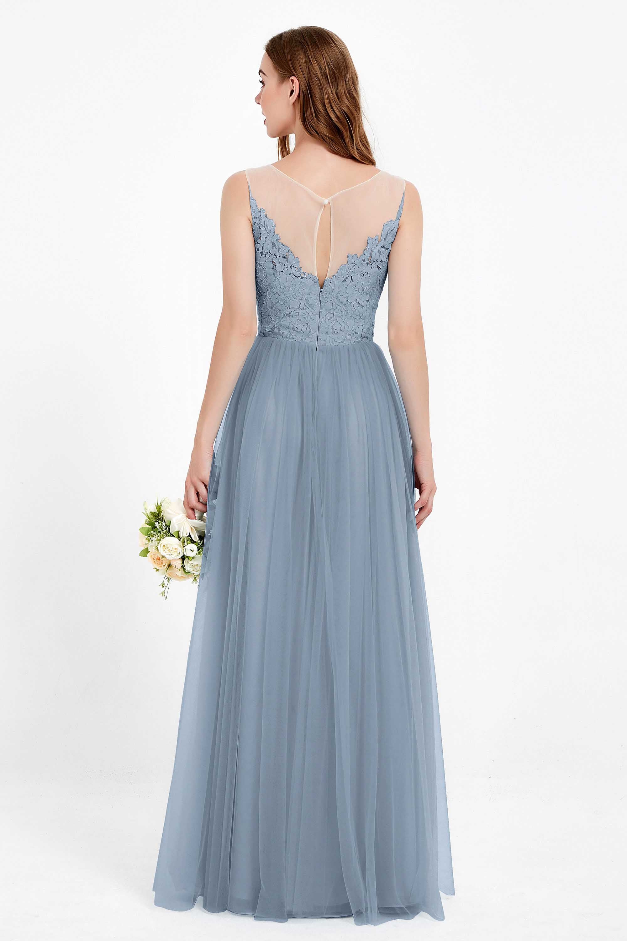 Gorgeous lace top maxi tulle dress prom evening wedding dresses formal bridesmaid bridal gowns