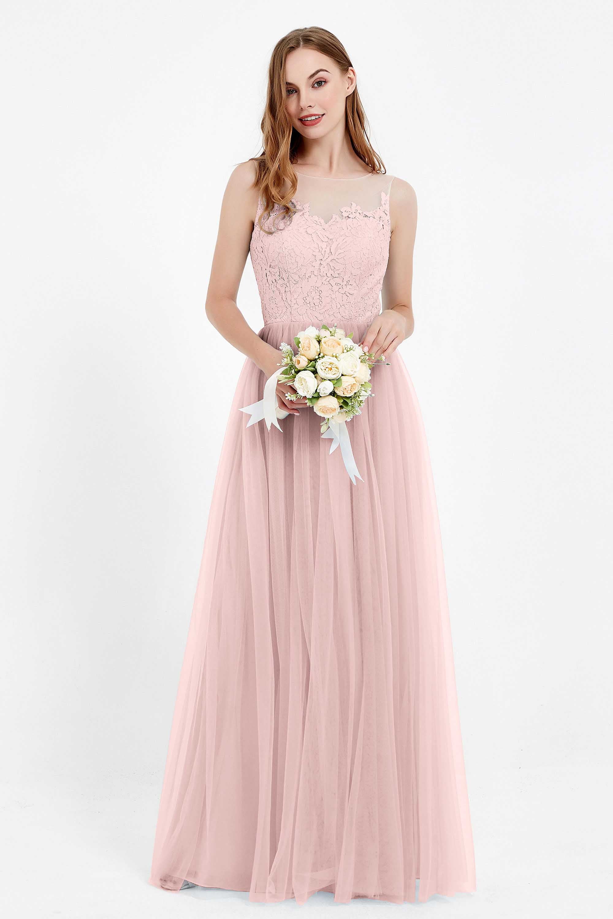 Gorgeous lace top maxi tulle dress prom evening wedding dresses formal bridesmaid bridal gowns