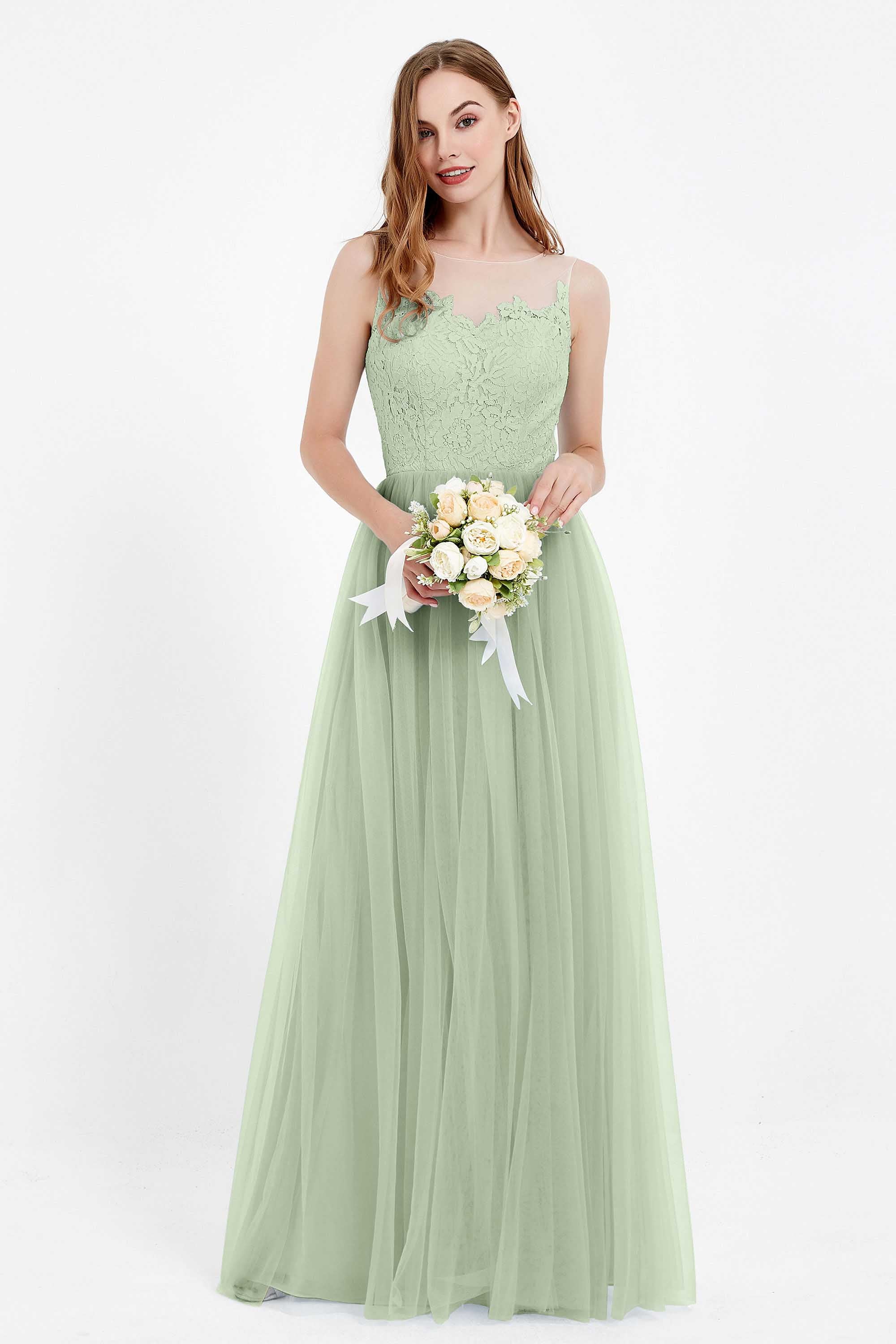Gorgeous lace top maxi tulle dress prom evening wedding dresses formal bridesmaid bridal gowns