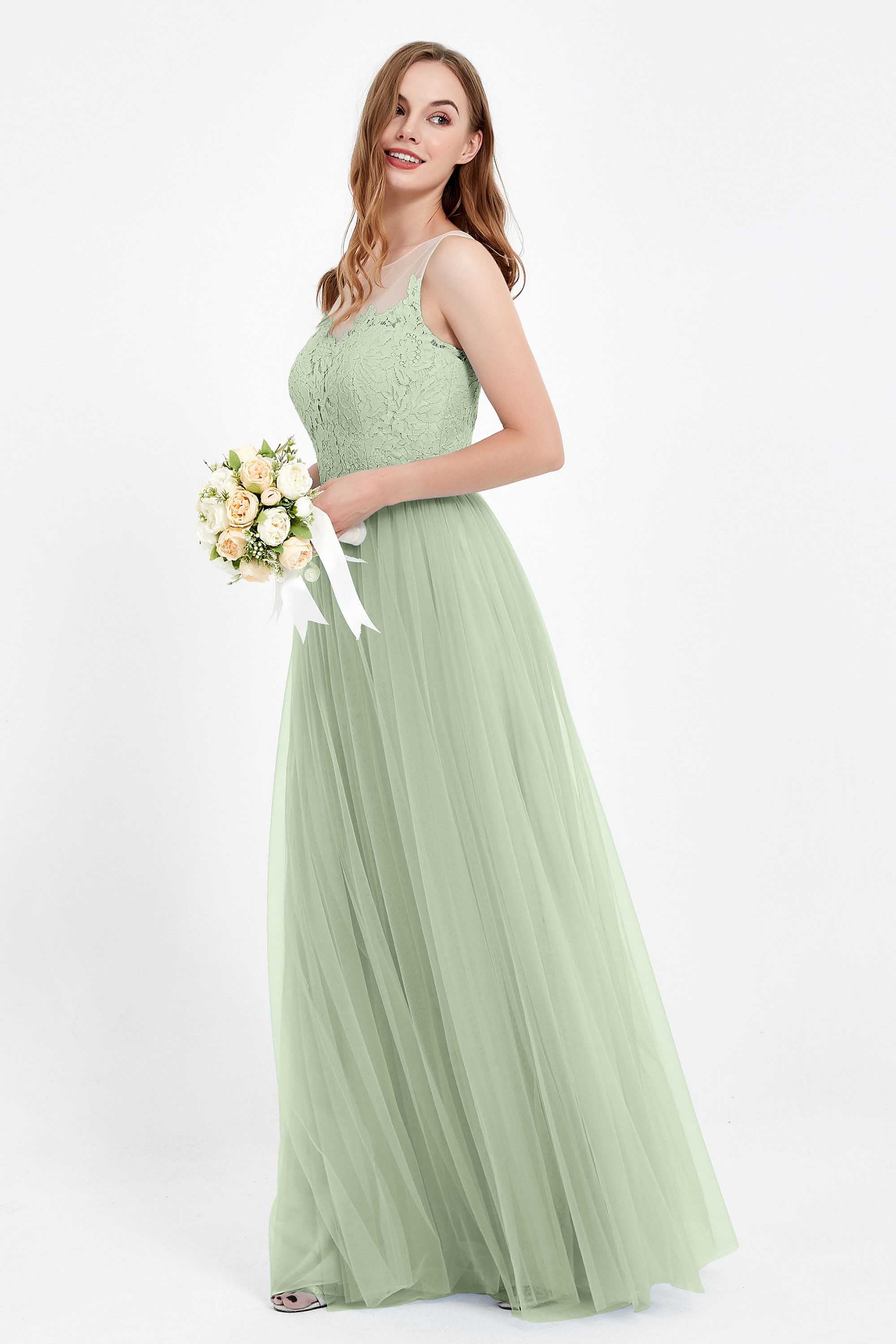 Gorgeous lace top maxi tulle dress prom evening wedding dresses formal bridesmaid bridal gowns