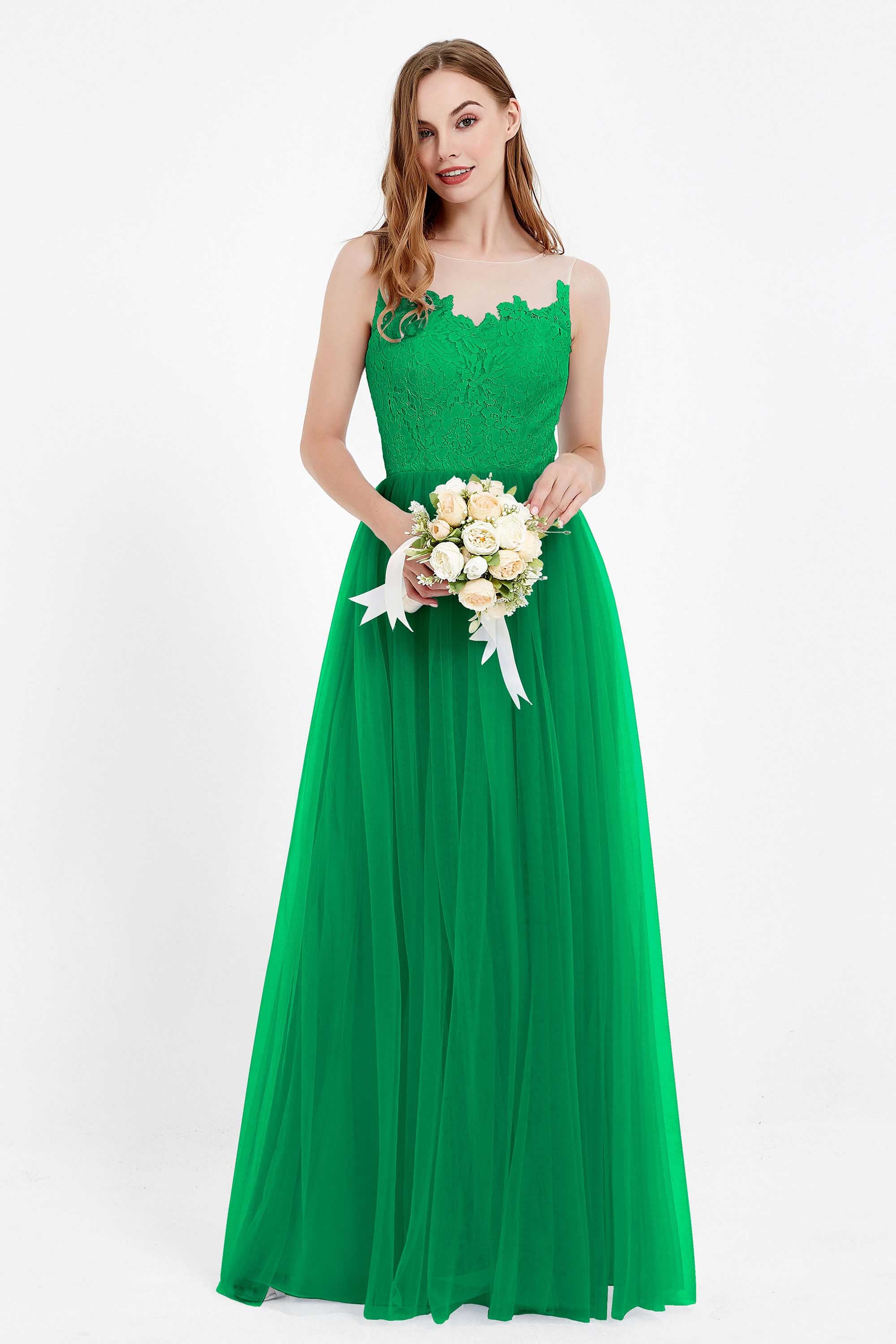 Gorgeous lace top maxi tulle dress prom evening wedding dresses formal bridesmaid bridal gowns